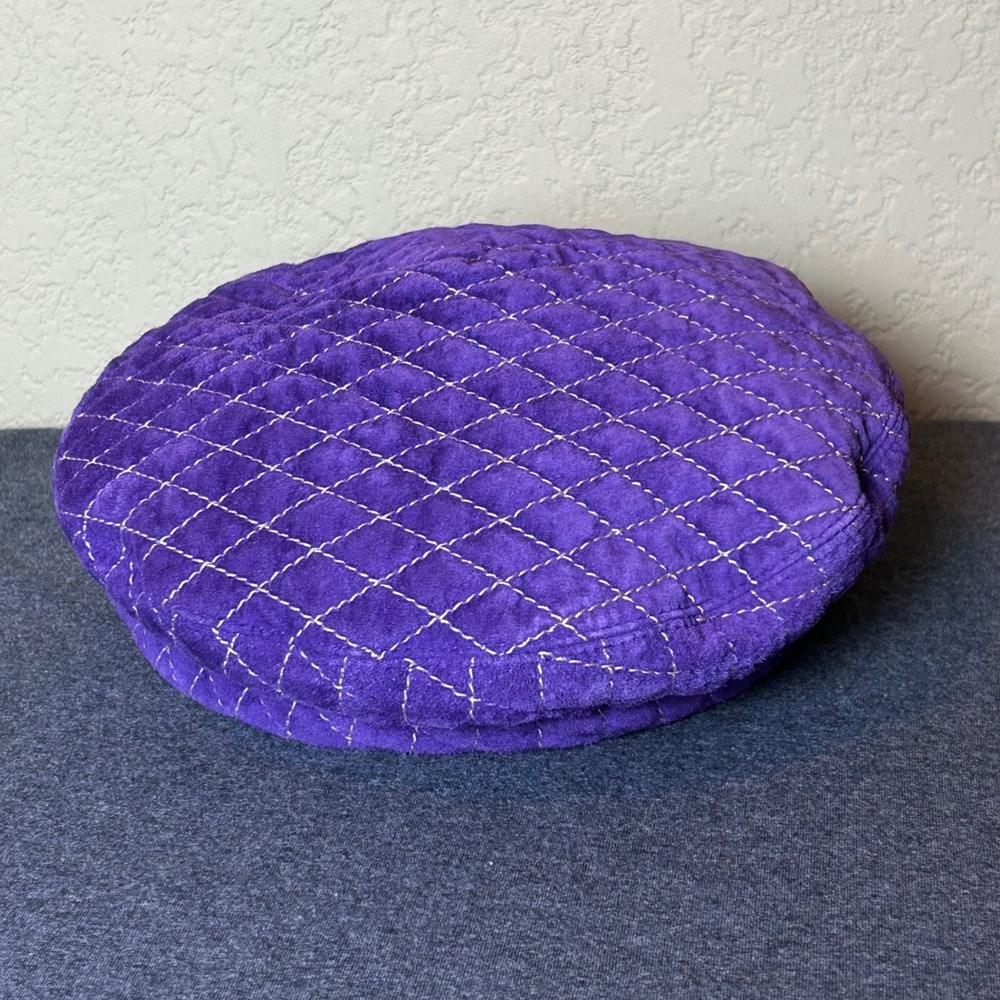 Eric Javits Womens Purple Velvet Quilted Beret Water Repellent Hat